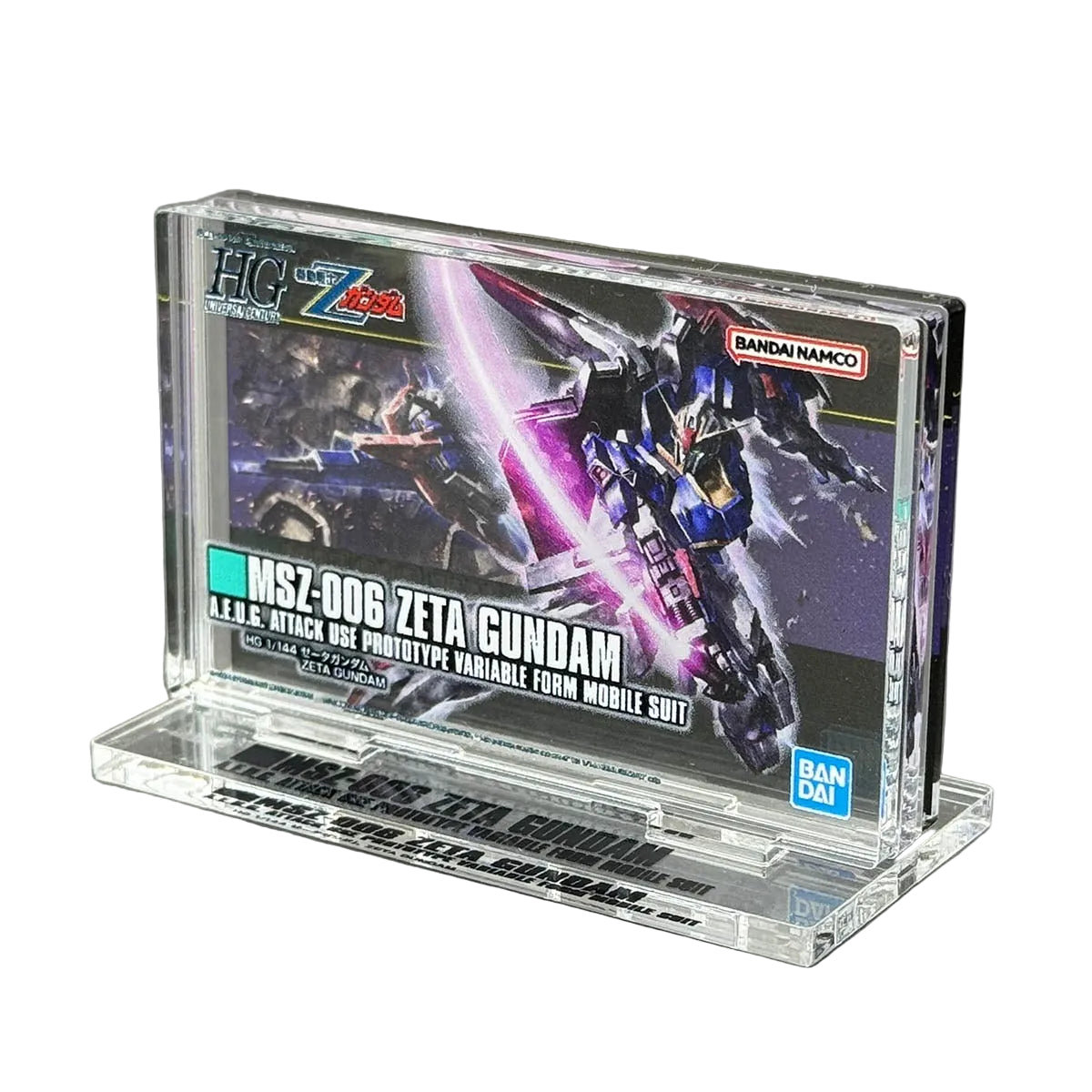 Gundam Base PakeColle HGUC 1/144 Zeta Gundam Acrylic Display Stand - Mobile Suit Z Gundam Box Art - Display Stands & Accessories by Bandai Spirits