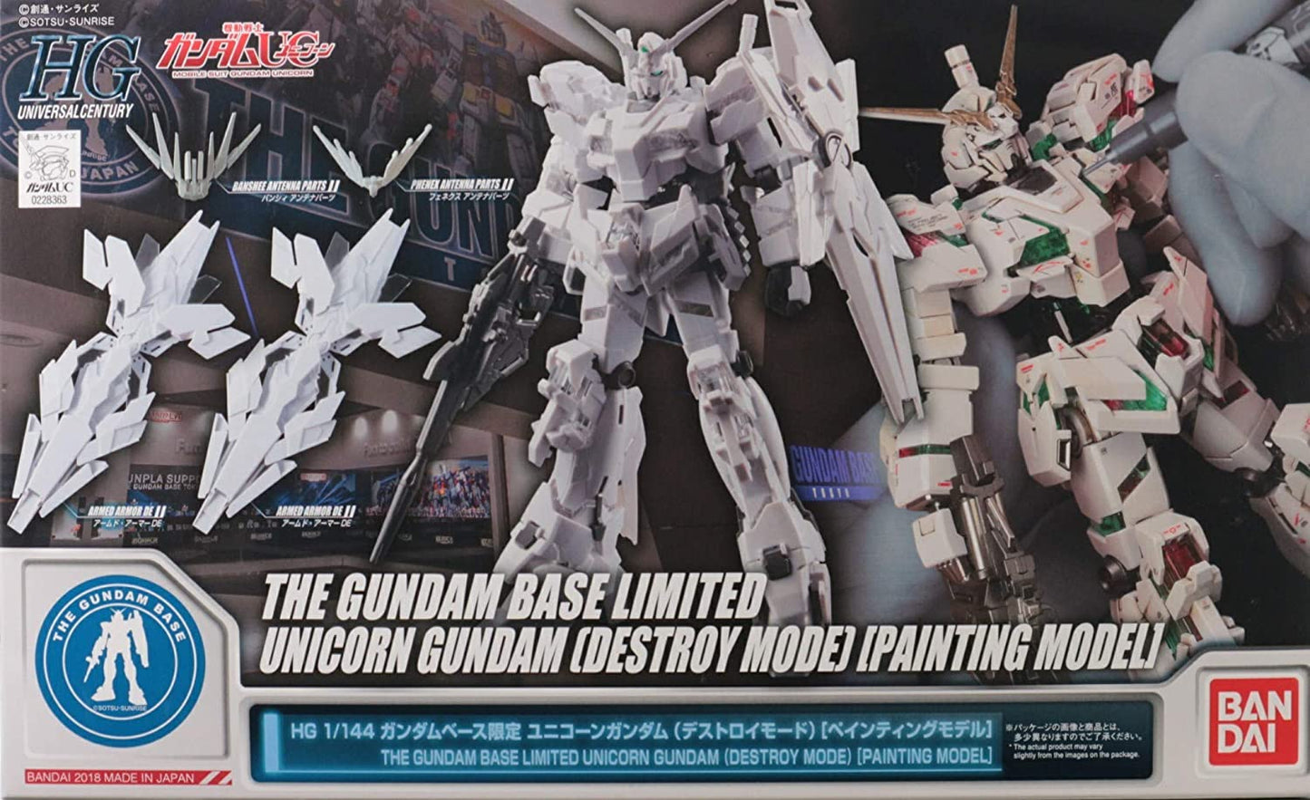 HG 1/144 Gundam Base Limited Unicorn Gundam Destroy Mode Painting Model - Gunpla - High Grade by Bandai Spirits