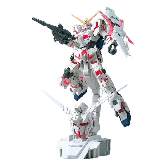 1/48 Gundam Base Limited Unicorn Gundam Head Display Base (Psycho Frame Color Variation Ver.) & Unicorn Gundam No. 2 Banshee Head Display Base Set - Gunpla - HG by Bandai Spirits