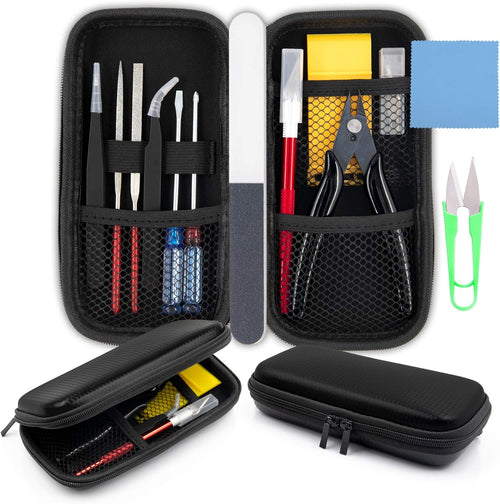 Goreson Plastic Model Tools, Introductory Tool Set, 14 Pieces, Nippers, Plastic Model Nippers, Beginners, Thin Blade Nippers, Storage Case, Tools, Nippers, Modeler's Knife, Diamond File, Tweezers, Precision Tweezers Included