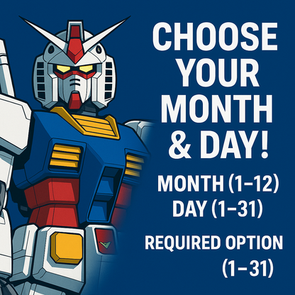 THE GUNDAM BASE Exclusive – Customizable Birthday Keychain Set | Mini RX-78-2 Gundam Figure + Birth Month Plate (1–12)