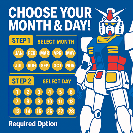 THE GUNDAM BASE Exclusive – Customizable Birthday Keychain Set | Mini RX-78-2 Gundam Figure + Birth Month Plate (1–12)