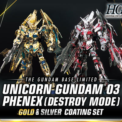 HG 1/144 Gundam Base Exclusive Unicorn Gundam Unit 3 Phenex (Destroy Mode) GOLD & SILVER COATING SET