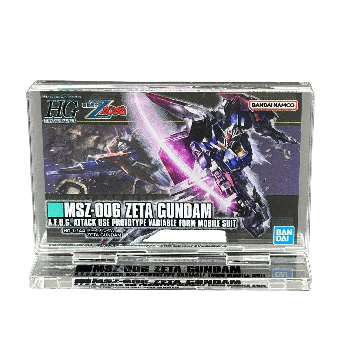Gundam Base PakeColle HGUC 1/144 Zeta Gundam Acrylic Display Stand - Mobile Suit Z Gundam Box Art - Display Stands & Accessories by Bandai Spirits