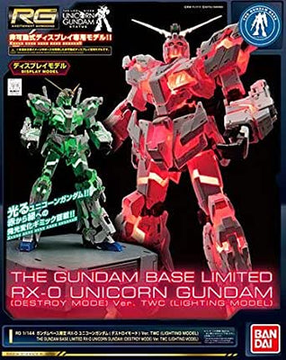 rg 1/144 gundam base limited rx-0 unicorn gundam (destroy mode) ver.twc (lighting model)