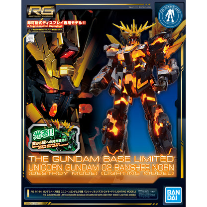 RG 1/144 Gundam Base Limited Unicorn Gundam Unit 2 Banshee Norn Destroy Mode Lighting Model - Gunpla - Real Grade by Bandai Spirits