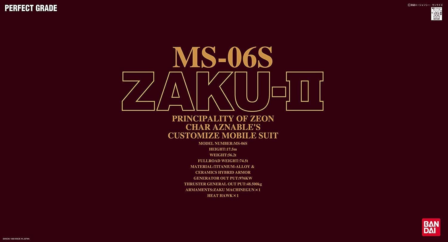 PG Mobile Suit Gundam MS-06S Char's Zaku 2 1/60 Scale