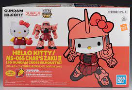 sd gundam cross silhouette hello kitty / char's zaku ii color-coded plastic model