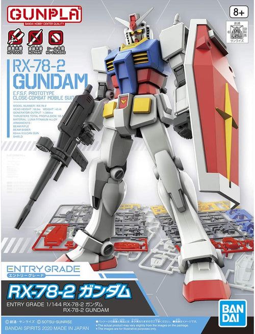 entry grade mobile suit gundam rx-78-2 gundam 1/144 scale color-coded plastic model